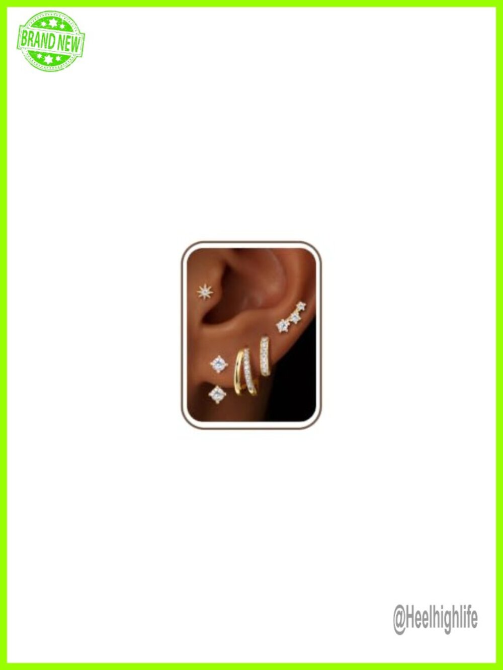 Hypoallergenic Gold Plated Stud & Hoop Earring Set for Women